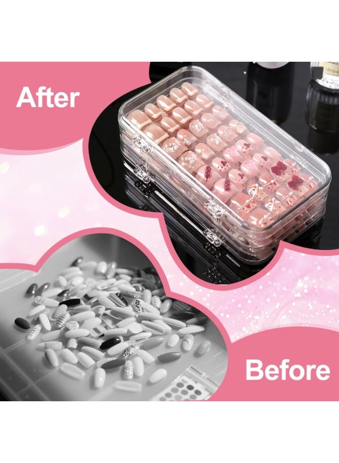 مجموعة صندوق تخزين الأظافر، طقم أظافر لاصقة، حامل عرض فن الأظافر، منظم أظافر قابل للطي بثلاثة مستويات، لتخزين الأظافر - Image 3